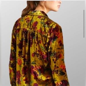 Pilcro Anthropologie velvet button-down top size XL EUC